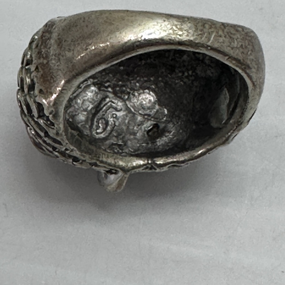 Owl Ring detailed Silver Tone Rhinestone Eyes Statement Ring Size ~5.5 - Picture 7 of 12
